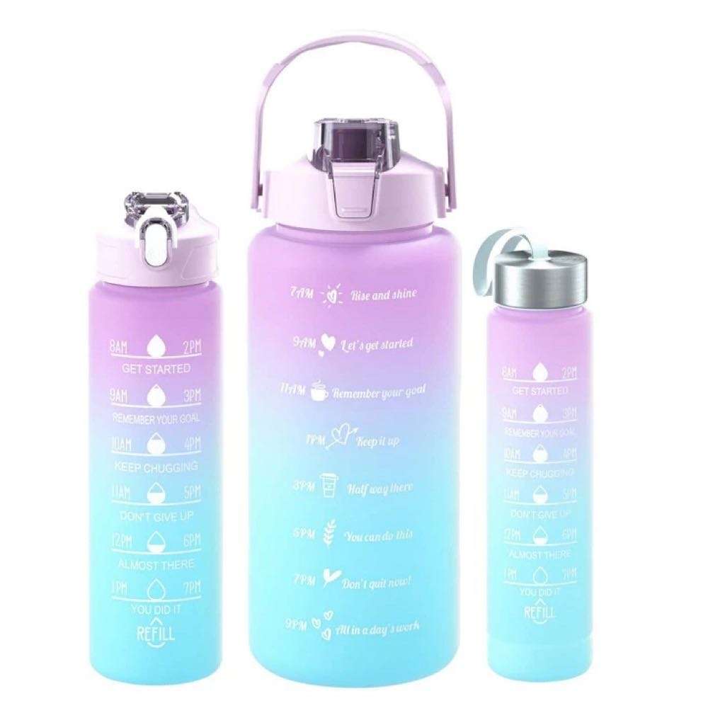 3 Piece Water Bottle Motivational bottle set