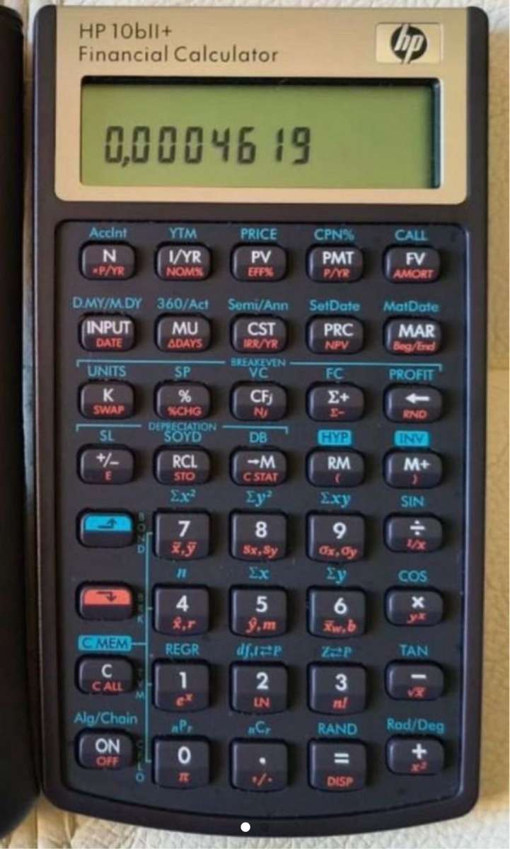 HP financial calculator 10b11+
