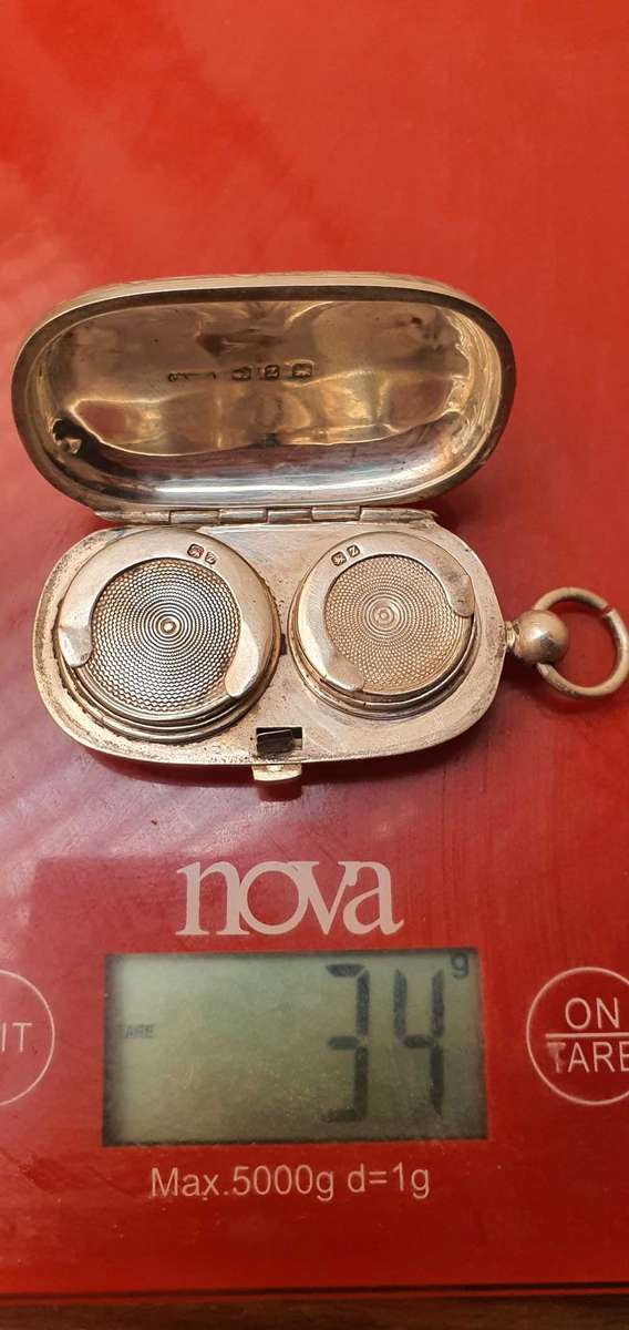Rare , Antique 1924 Sterling silver Coin holder with Three rare coins !!