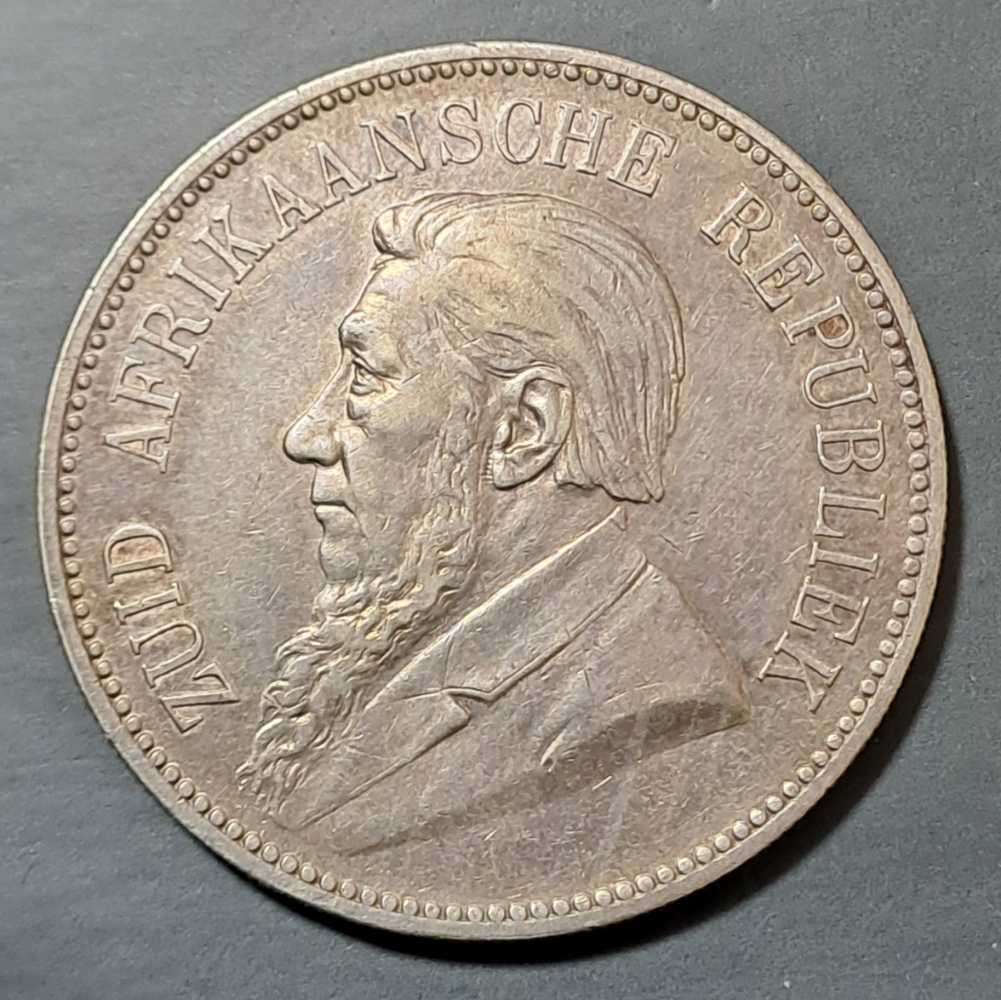 1892 ZAR Kruger Silver 5 Shillings (Crown) 5s Single Shaft