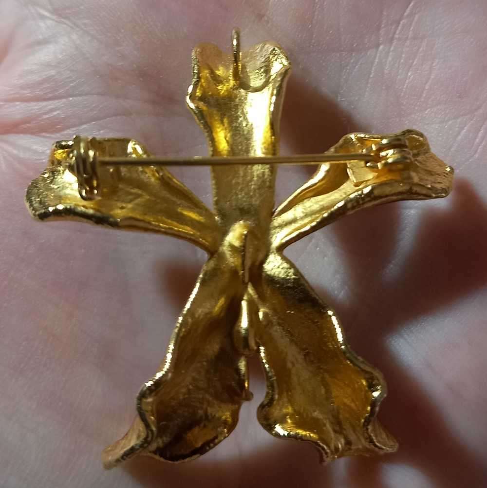 Vintage Beautiful Fuchsia Orchard Dipped Brooch and Pendant