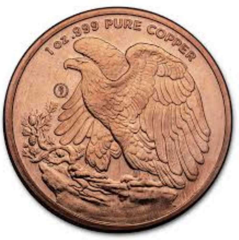 1oz copper American walking liberty round