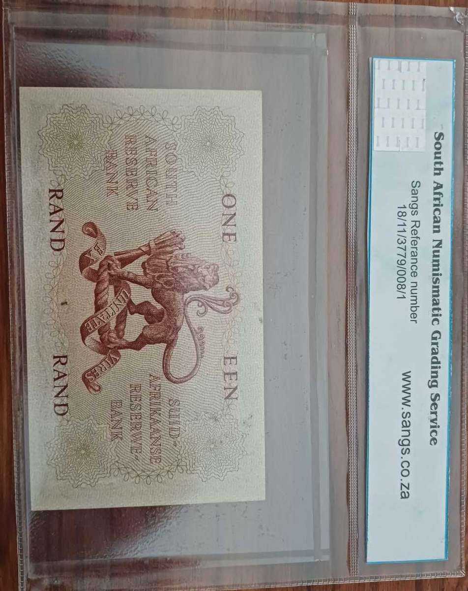 1962 Graded Unc 67 South Afriça Rissik One Rand Note