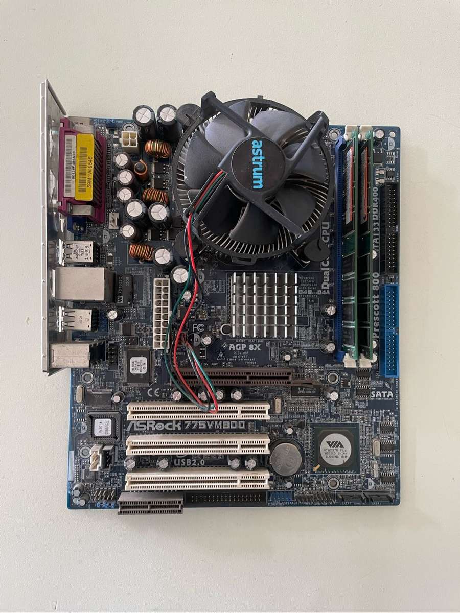 ASRock 775 Motherboard Combo**Been badly repaired**Sold as is