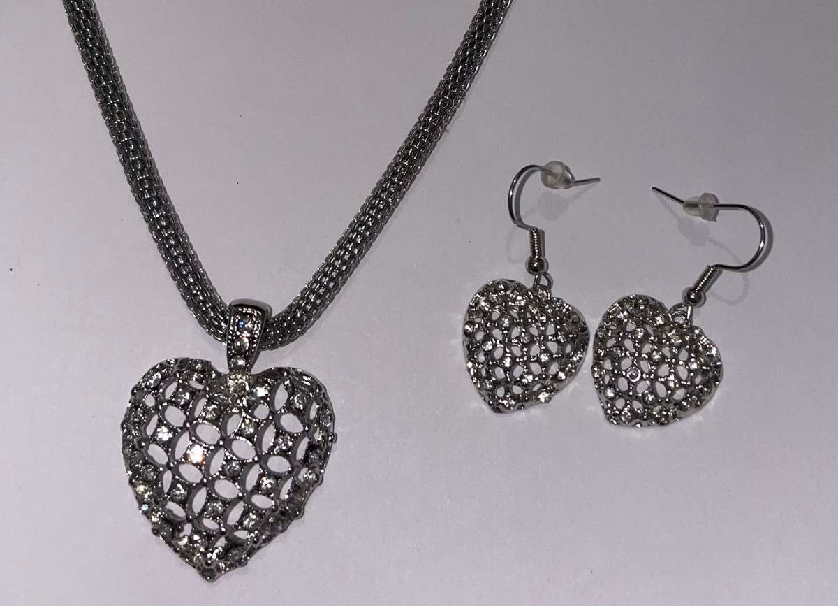 Brand  New - Heart Necklace and Earring Costume Jewellery Set