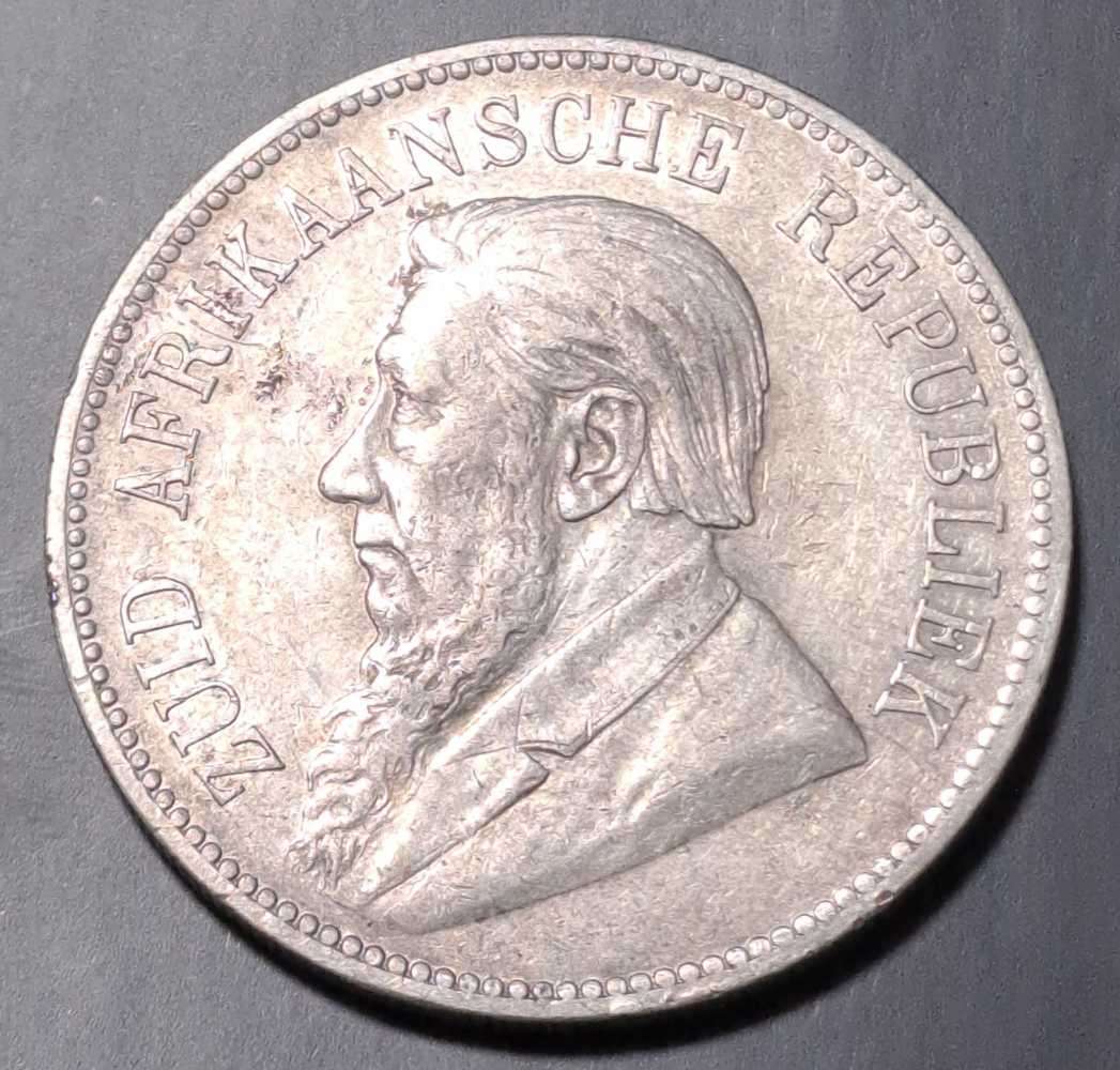 1892 ZAR Kruger Silver Single Shaft Crown (5 Shillings)5S