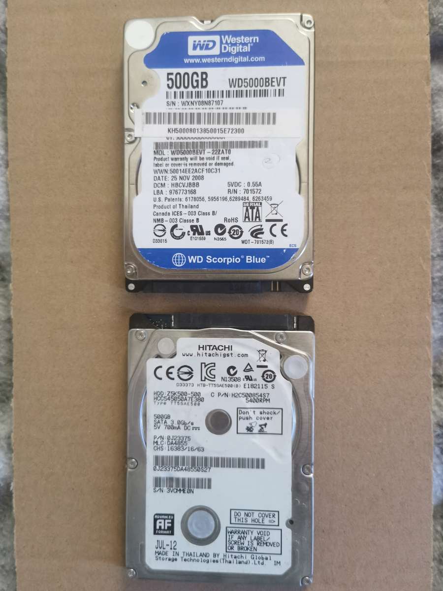 2x 500GB internal HDD