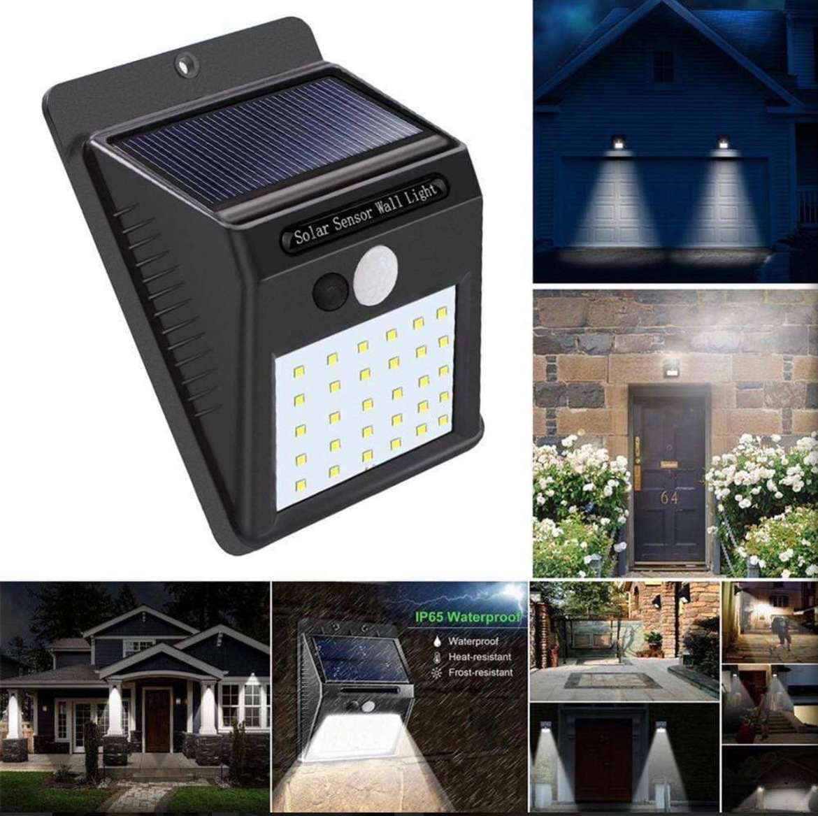 SOLAR POWERED LED WALL LIGHT with night sensors