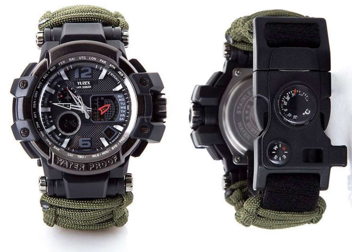 G7 Men Outdoor Survival Military Watch Fashion Multifunctional Compass Waterproof LED Quartz