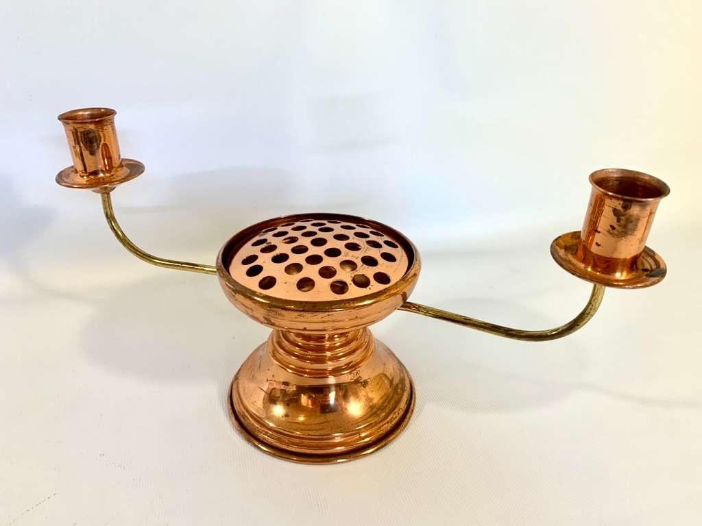 Vintage Copper Candle Holder with Incense Burner
