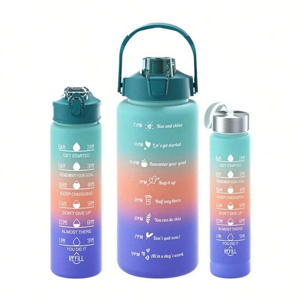 3 Piece Water Bottle Motivational bottle set