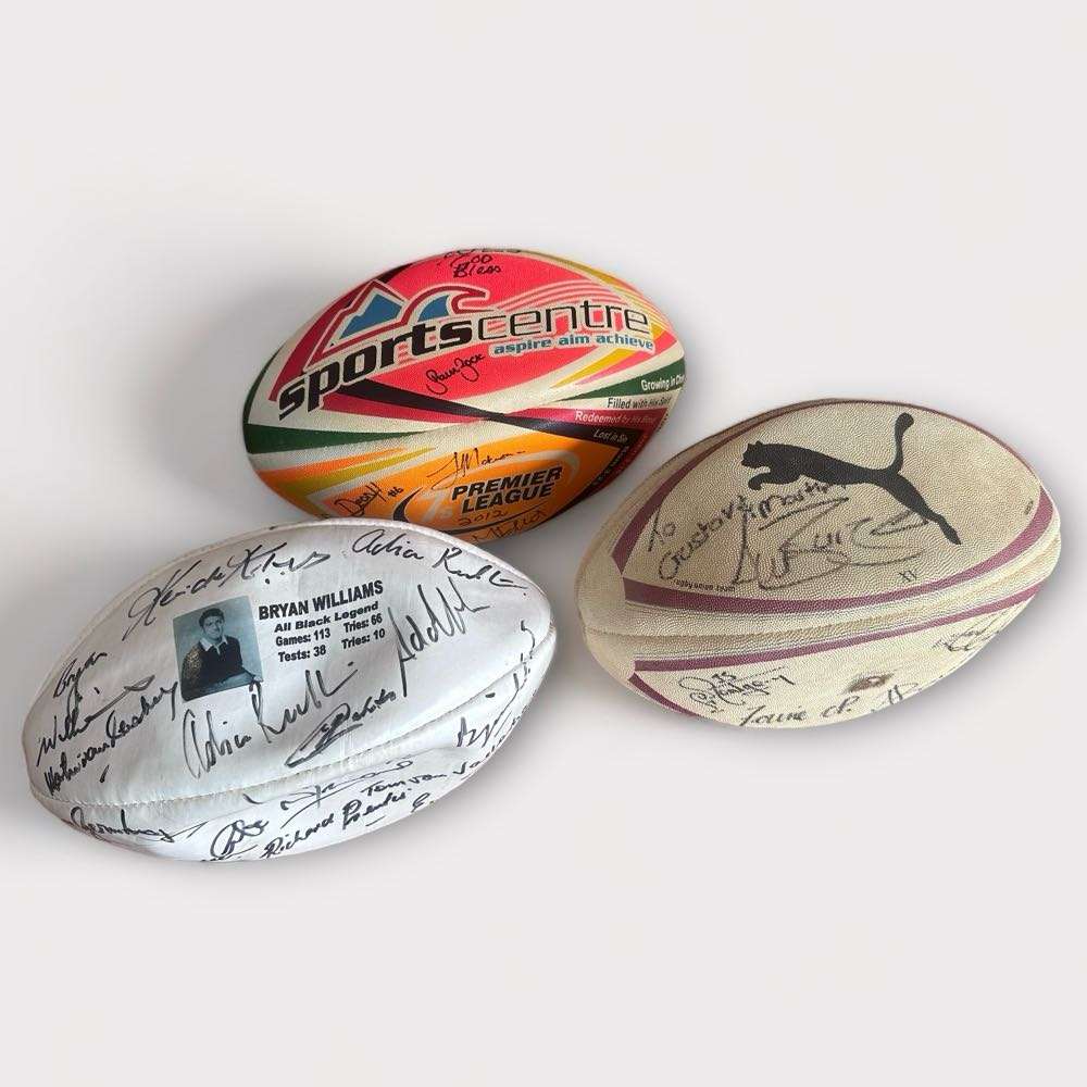 Autographed Springboks & All Blacks Rugby Balls