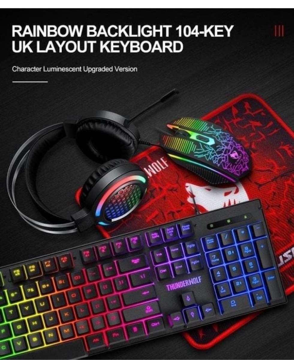 Gaming Mouse+Keyboard+PAD+Headset 4in1 -T-WOLF-TF-400 ***UNBOXED DEAL***