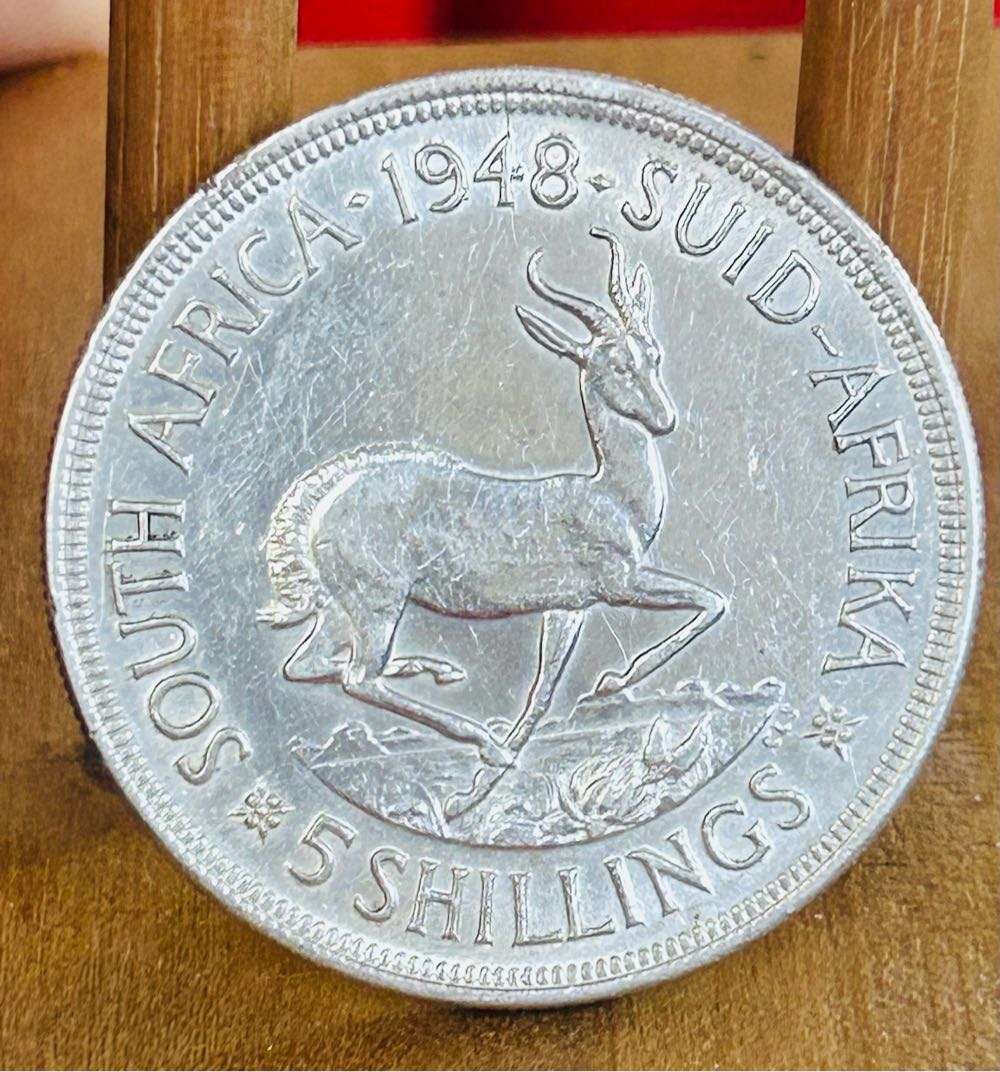 S A UNION SILVER 5 SHILLINGS 1948 VERY GOOD CONDITION CROWN SILVER 80% - NUMOROUS ERRORS