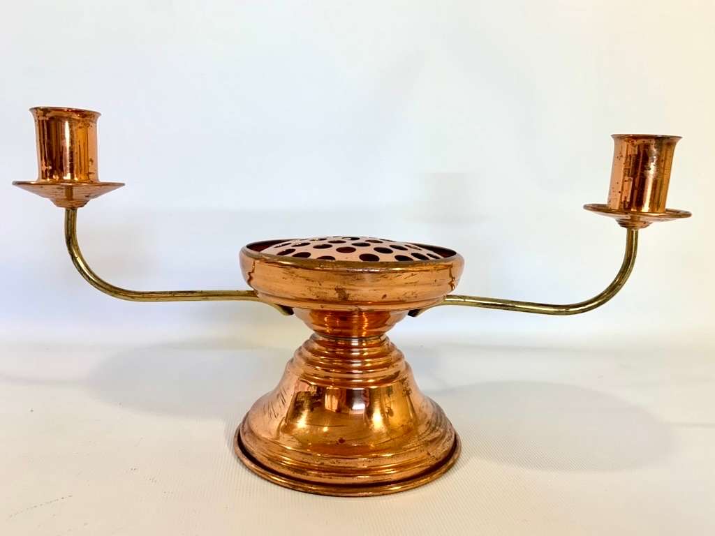 Vintage Copper Candle Holder with Incense Burner