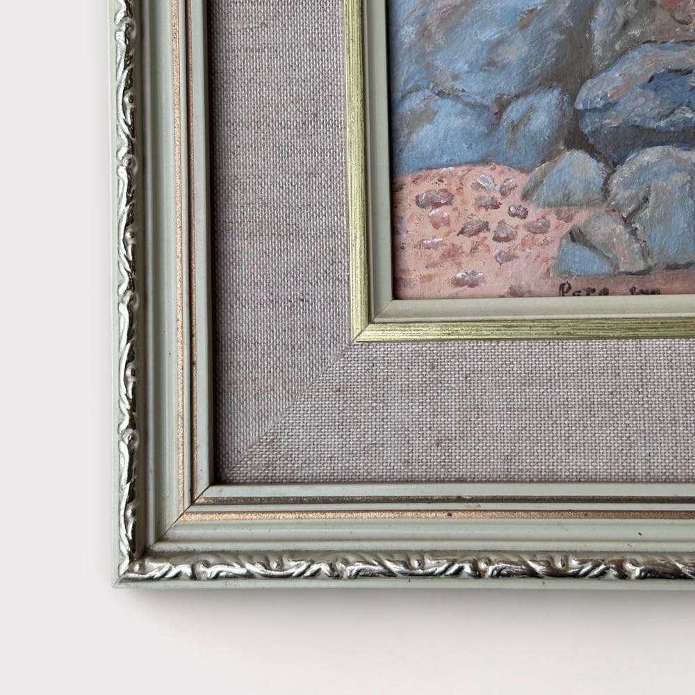 Vintage Seascape Painting by P. de Beer circa 1980 signed. Frame size: 64cm x 47cm