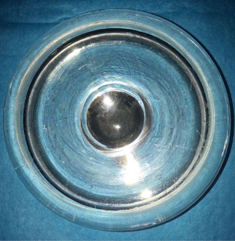 Antique hand blown glass inkwell with brass lid