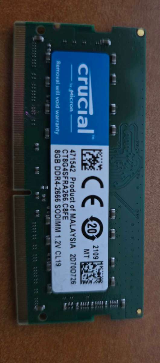 8GB Crucial DDR4 2666MHz SODIMM Ram