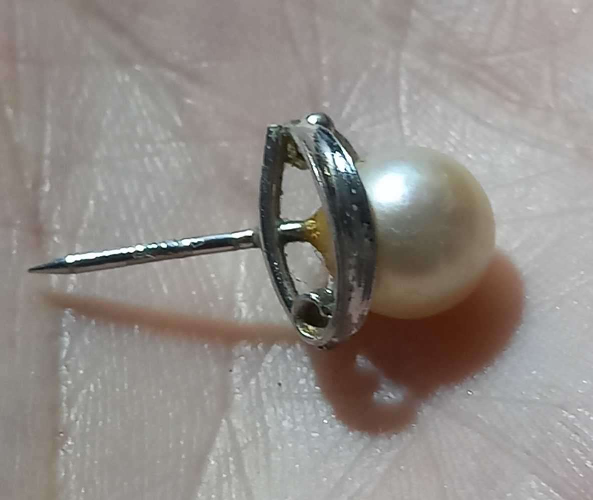 Vintage Genuine Pearl Sterling Silver Tie Pin