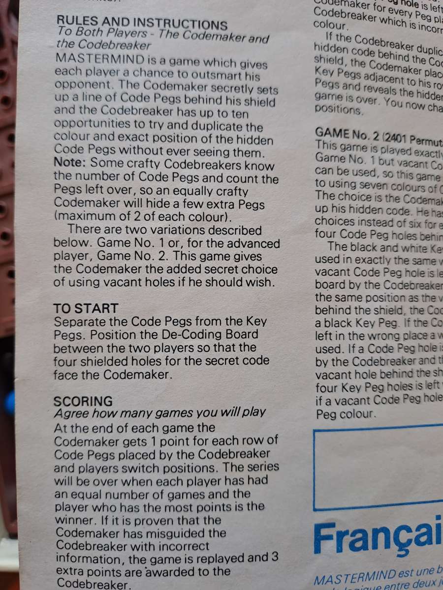 Mastermind - the 1972 original made by Invicta