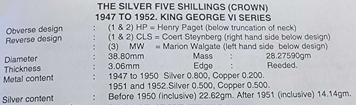 1952 Five Shillings