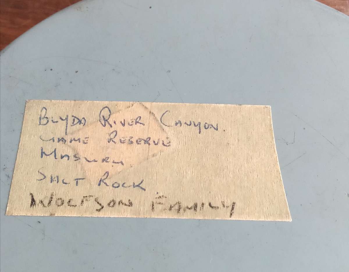 9.5mm Projector Film Reel in Vintage Tin. Blyderiver Canyon, Salt Rock, Game reserve footage.