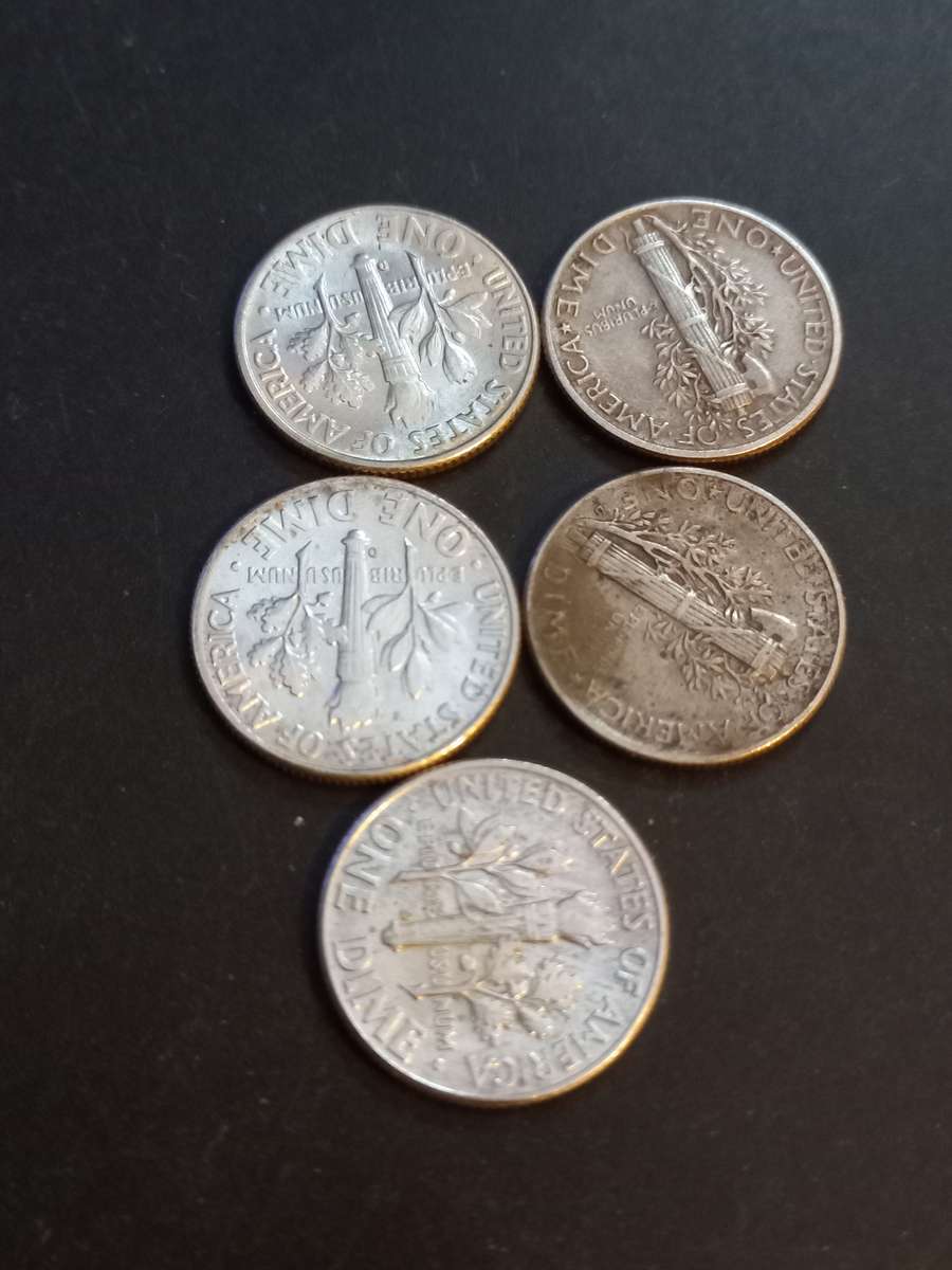 Usa 90% Silver Dime lot of 5 coins