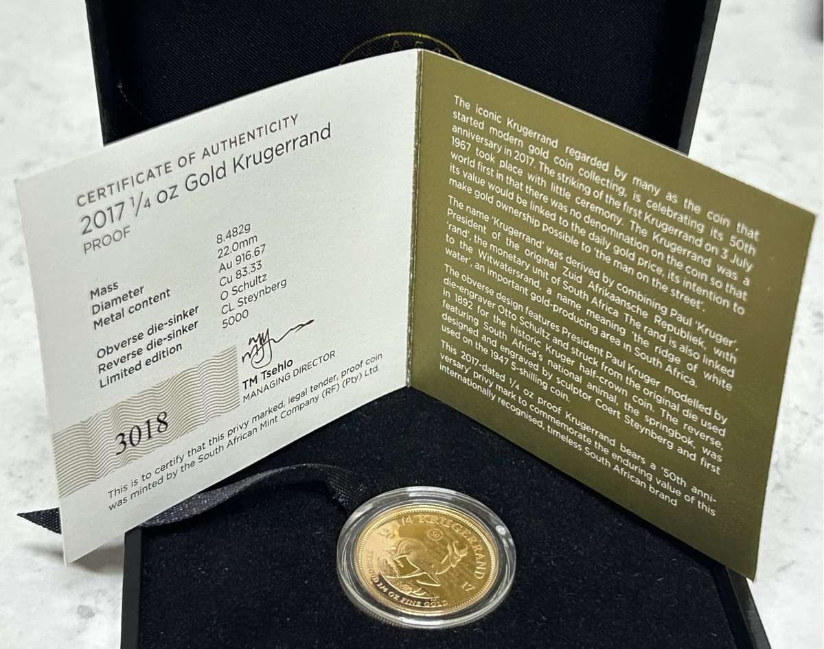 Beautiful 50yr Anniversary 2017 1/4 oz Gold Krugerrand