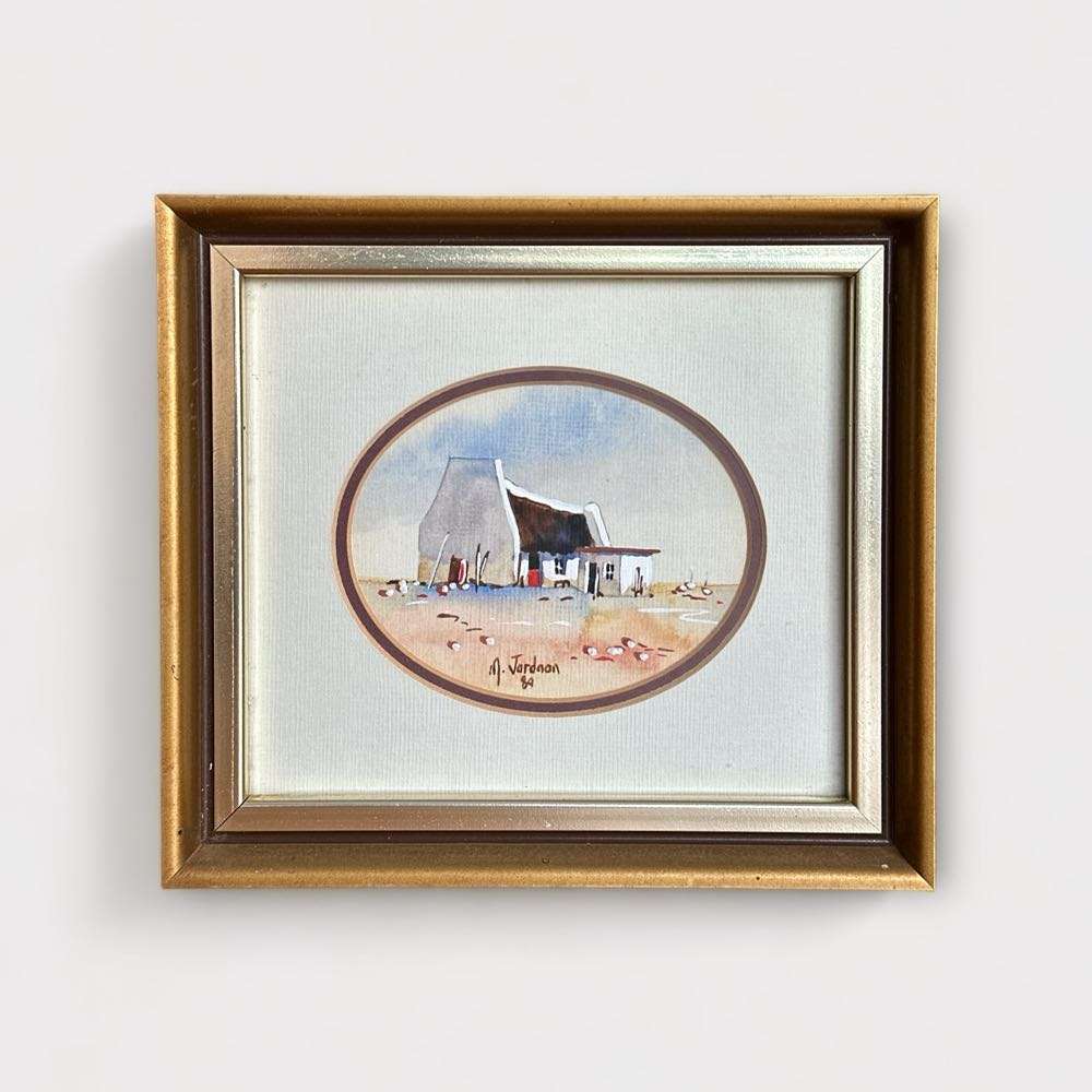 Vintage Landscape Watercolour Art by M. Jordaan Signed - circa 1989