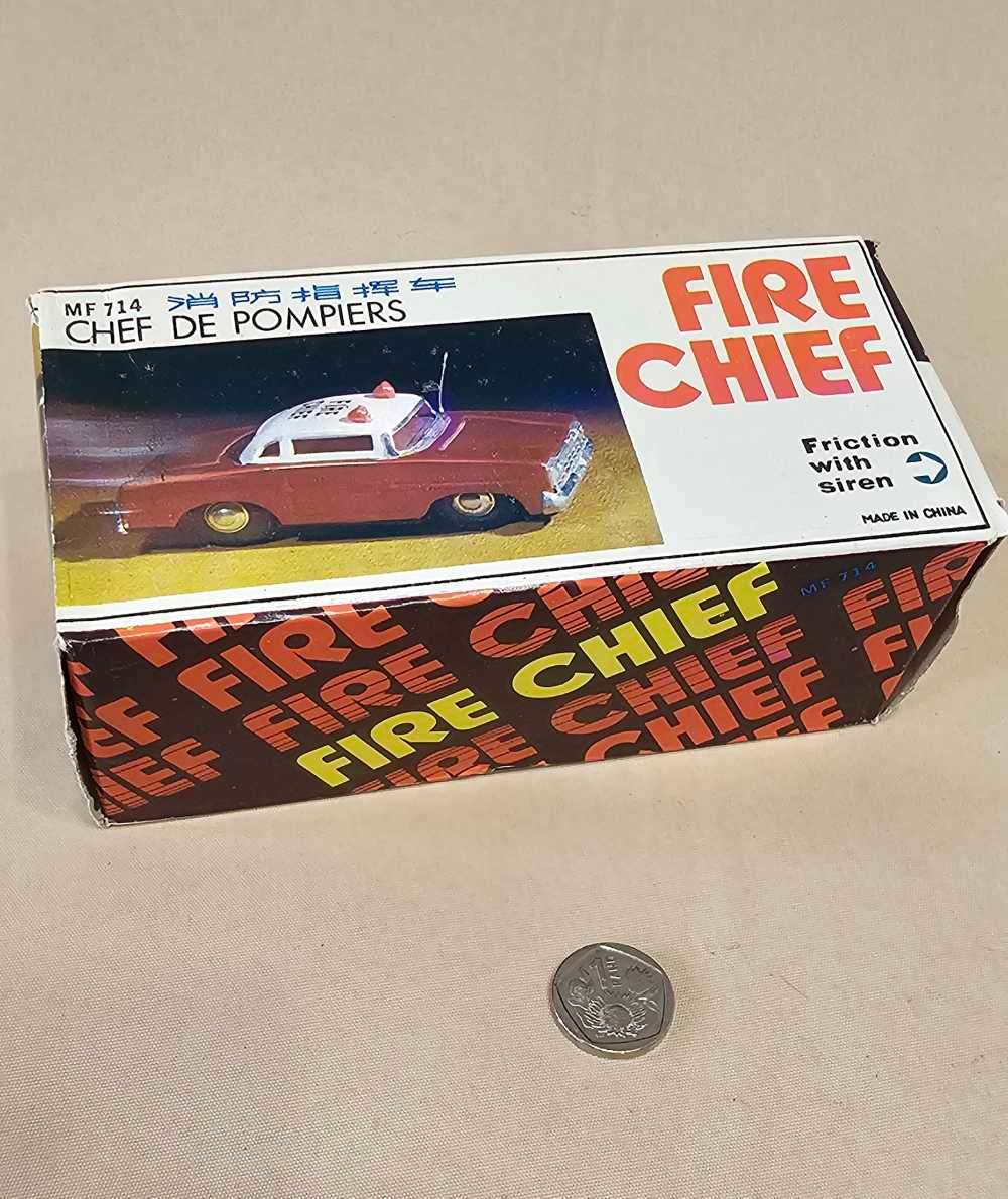 Vintage TIN PLATE Toy Car - Fire Chief