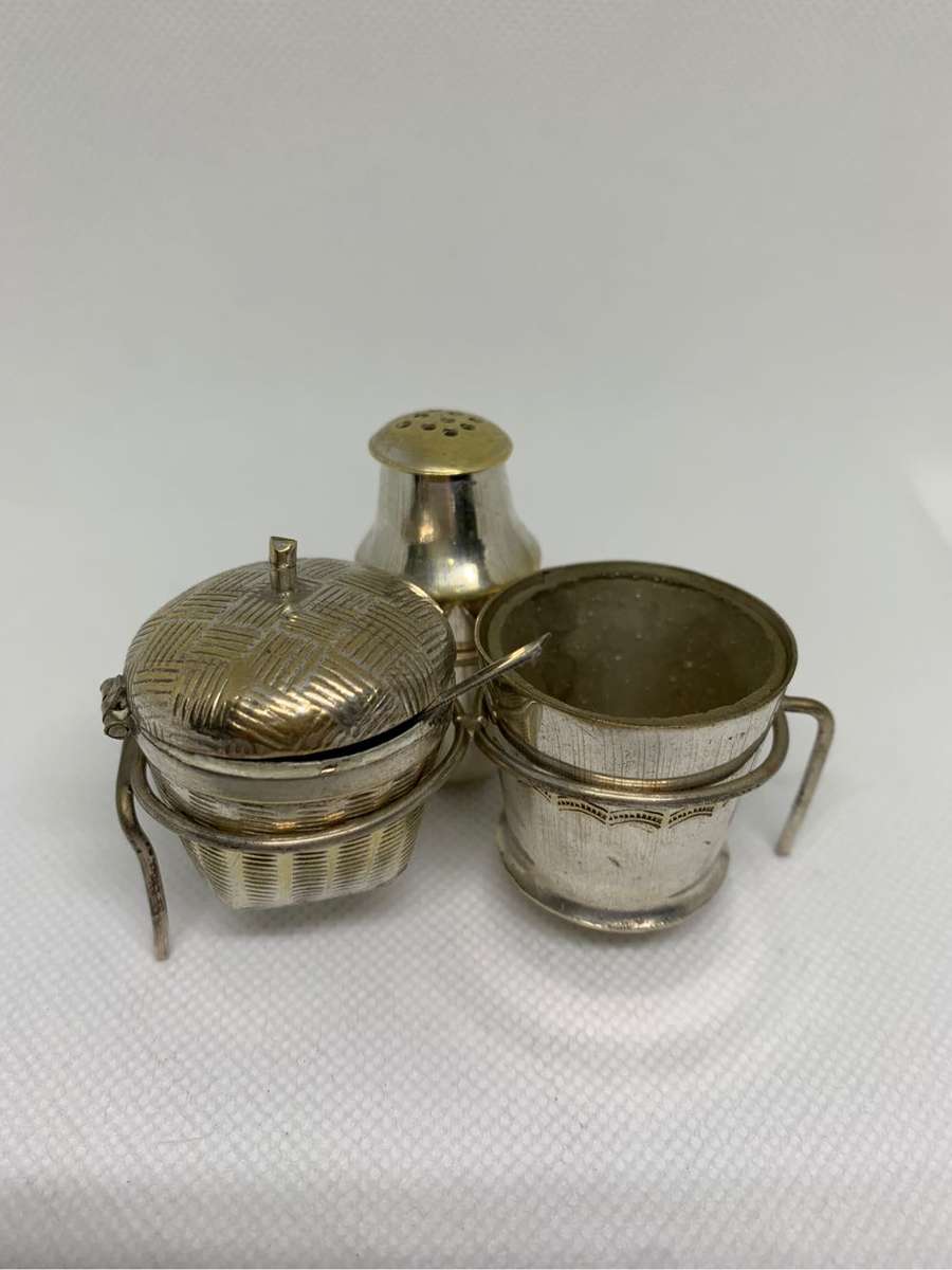 Silver plated oriental cruet set