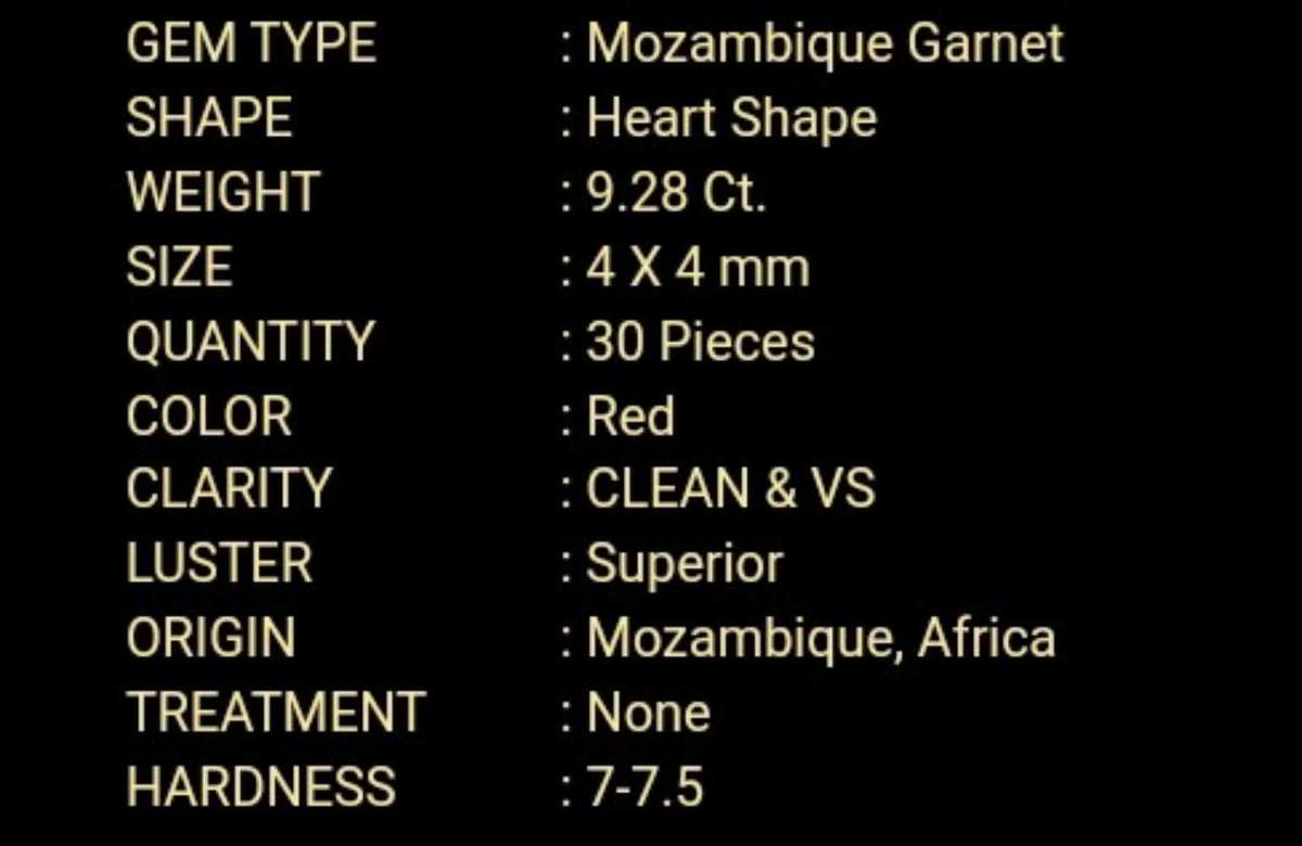 Natural 9.28 Ct Red Heart Garnets