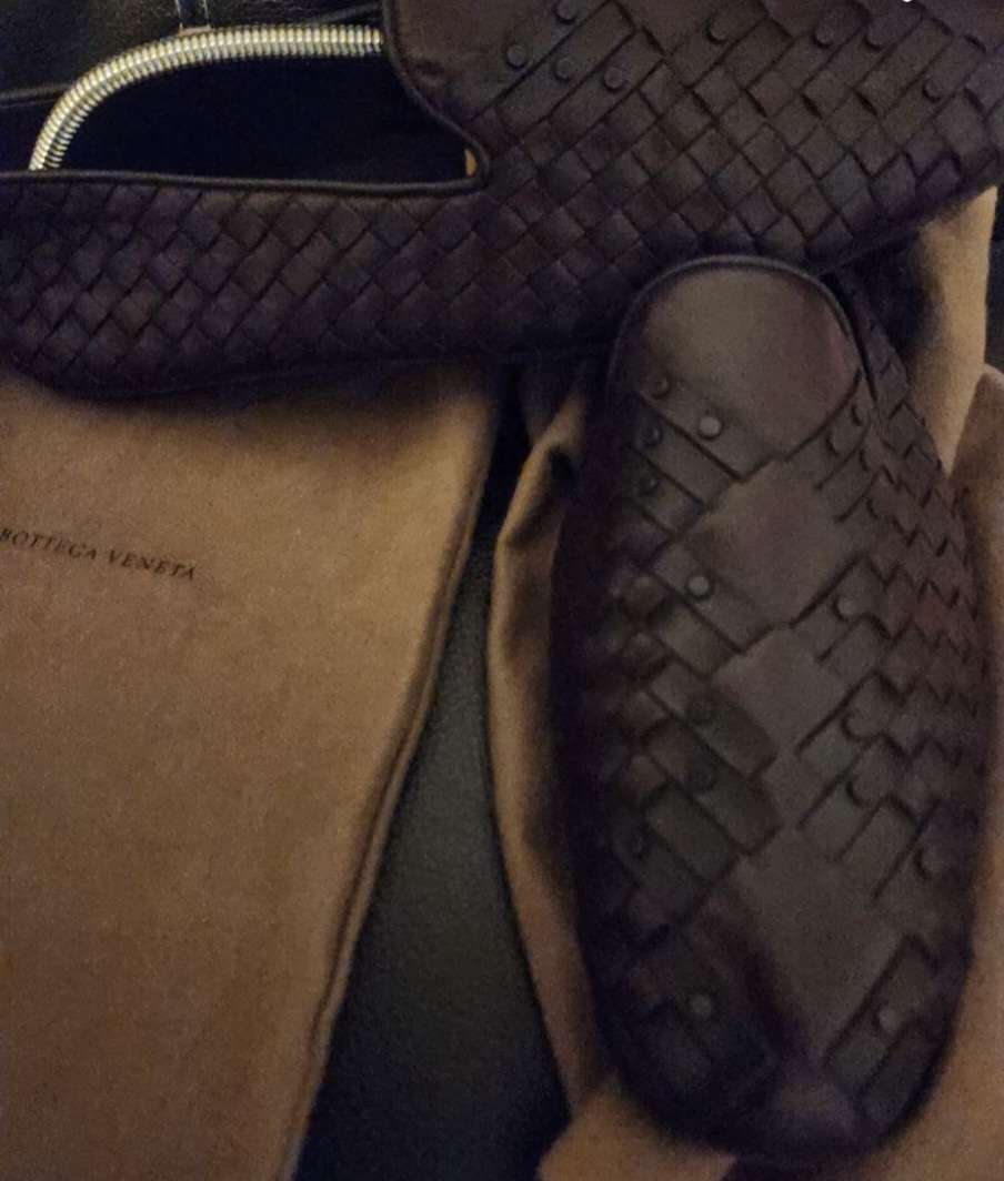 Bottega Veneta Intrecciato Leather Studded Loader