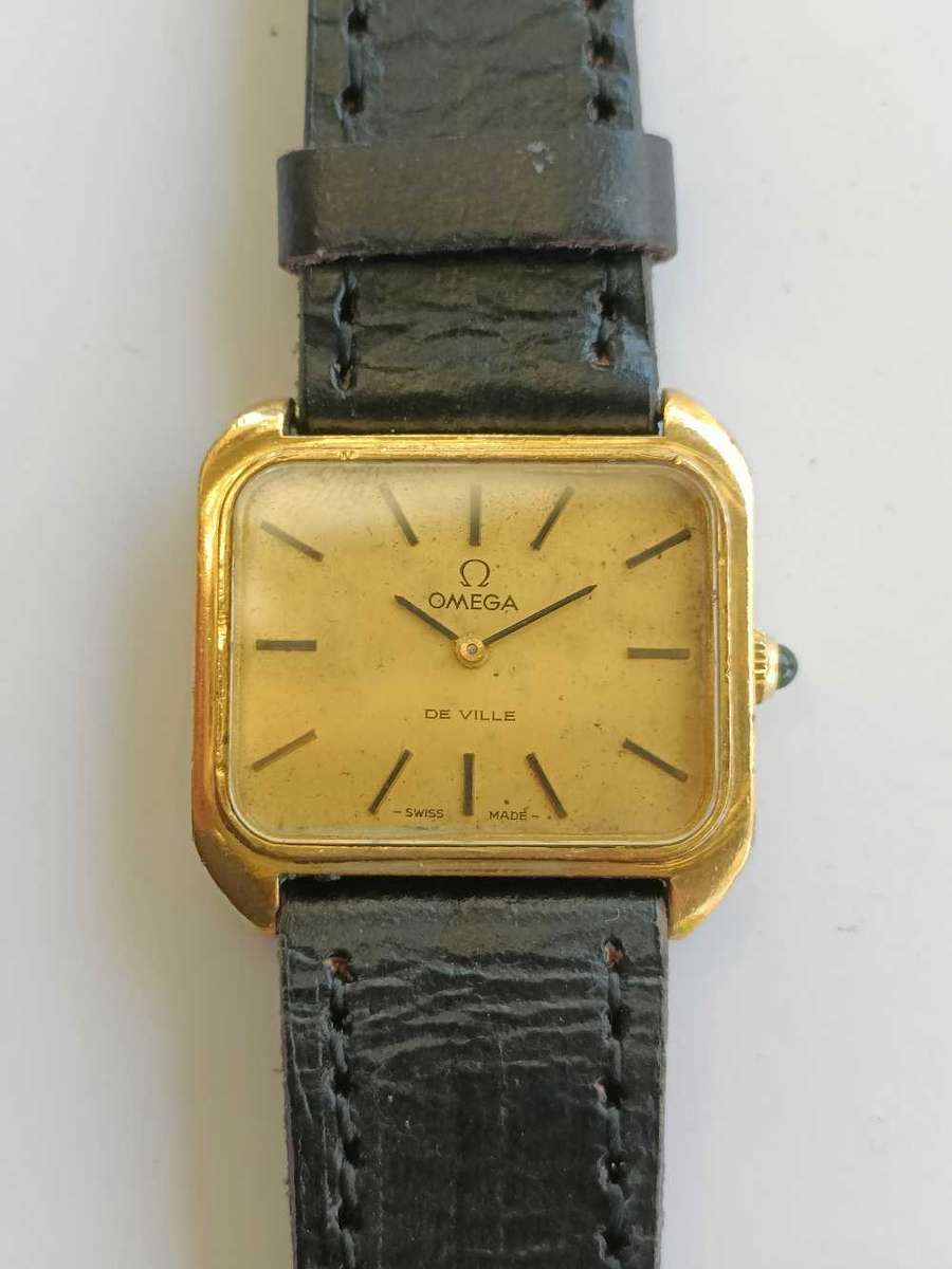 Omega De Ville Vintage Gold Square Manual Winding Mens Watch Authentic Not Working