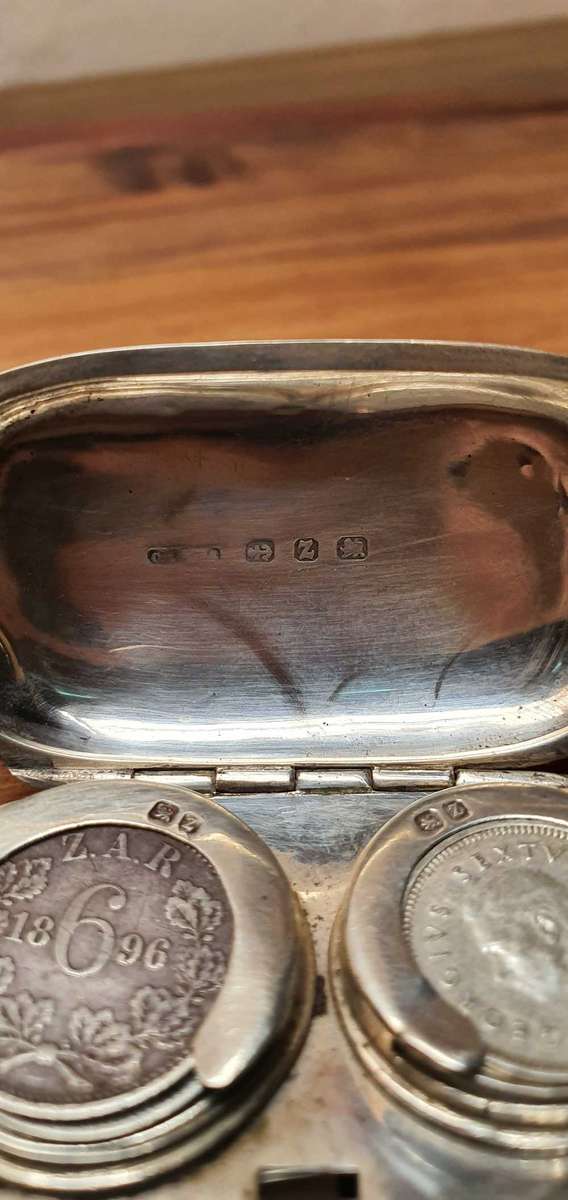 Rare , Antique 1924 Sterling silver Coin holder with Three rare coins !!