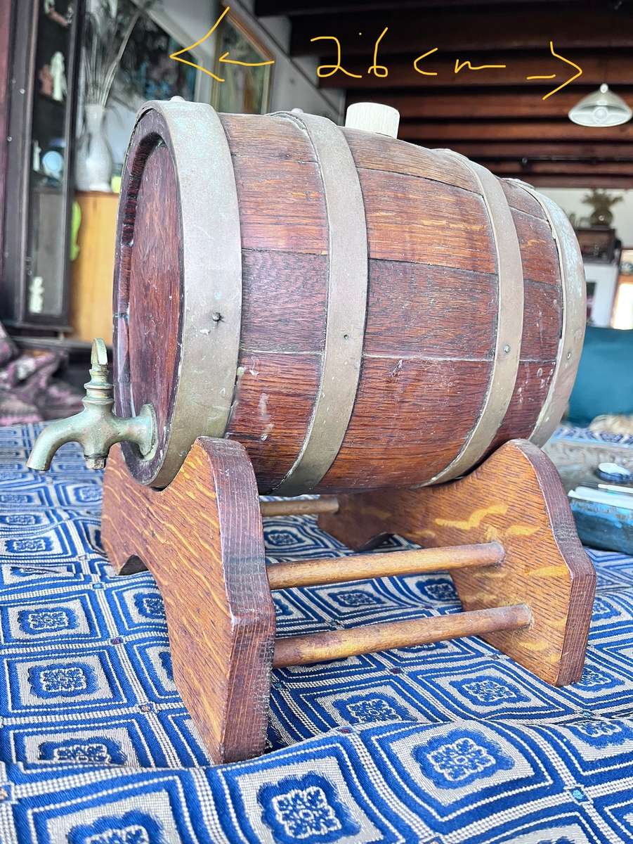 Beautiful vintage oak barrel with brass tap