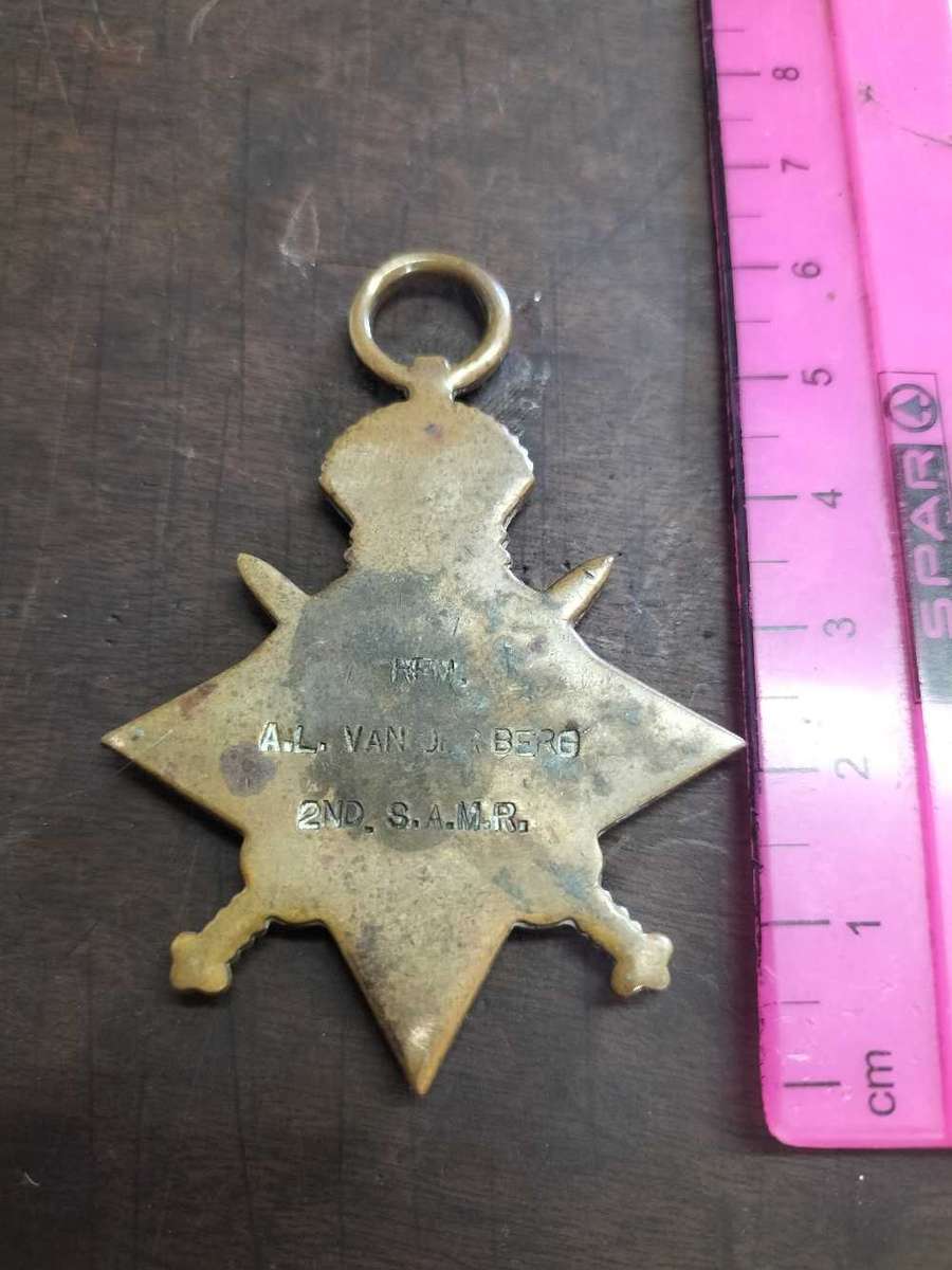 WW1 Medal issued to RFM. A.L. Van Der Berg