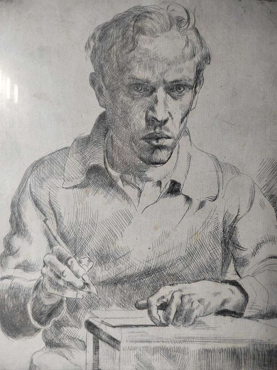 ! INVESTMENT ART!! Francois Krige - Etching self portrait.