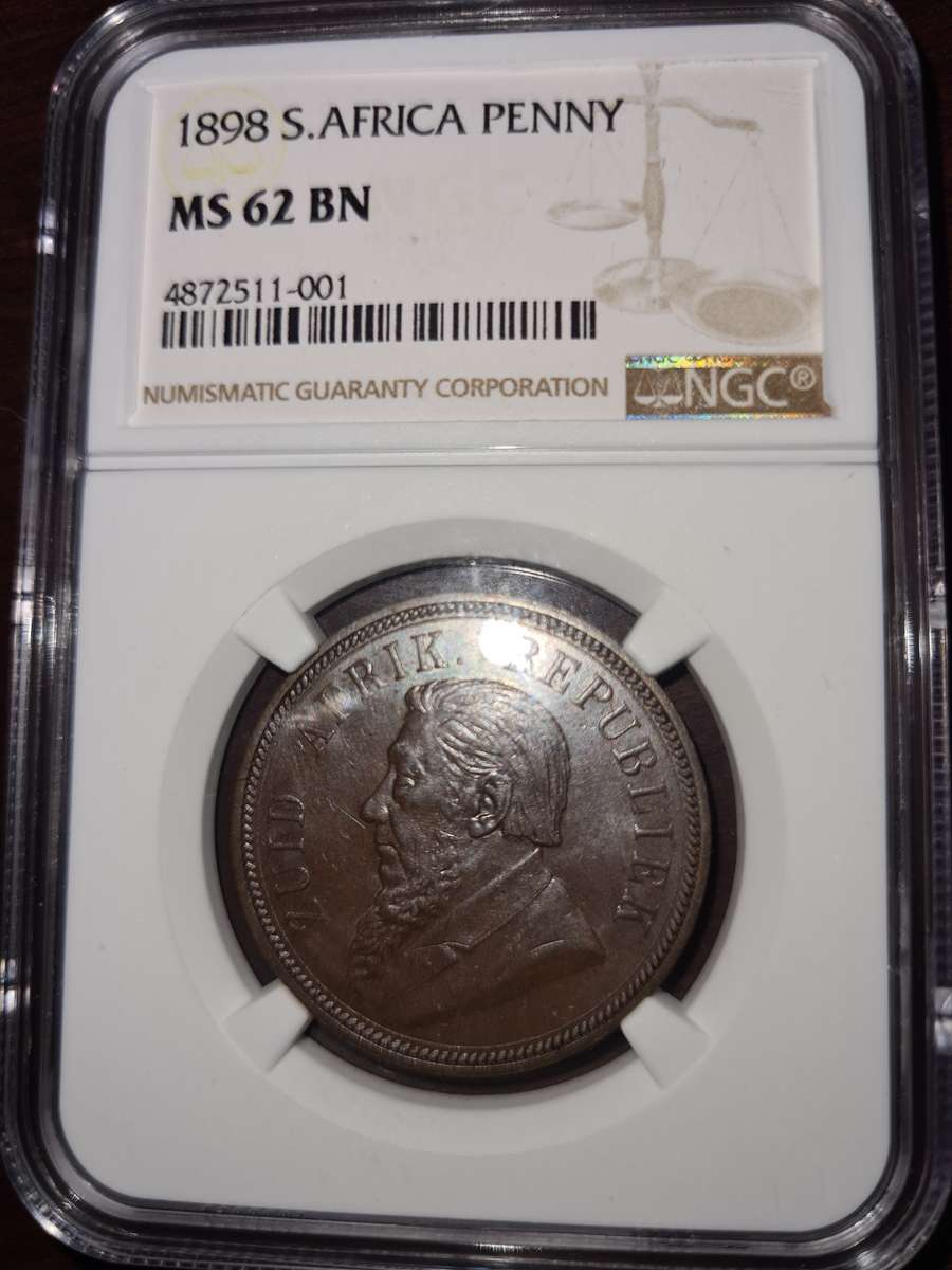 Crazy R1 start. ZAR Penny 1898 NGC MS 62