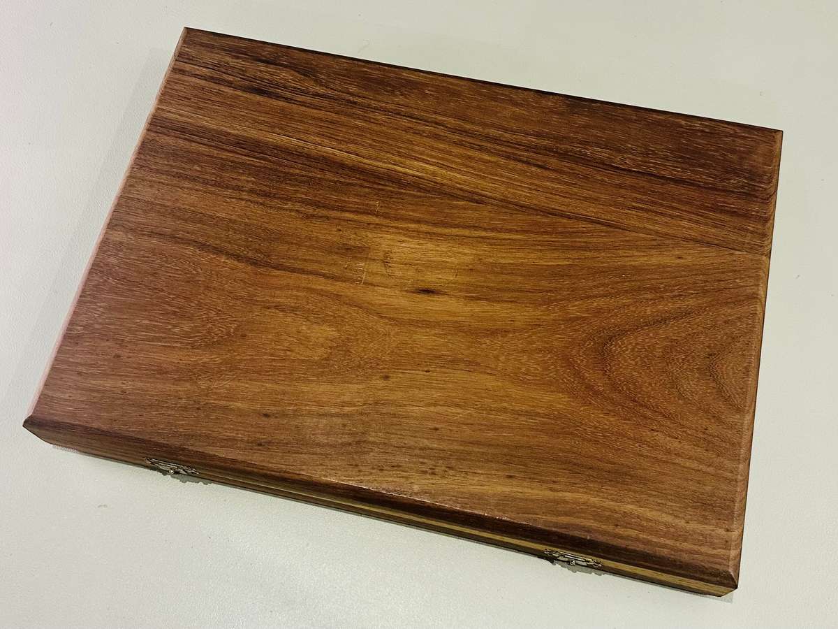 Vintage Handmade Cutlery Set In Solid Wood Case