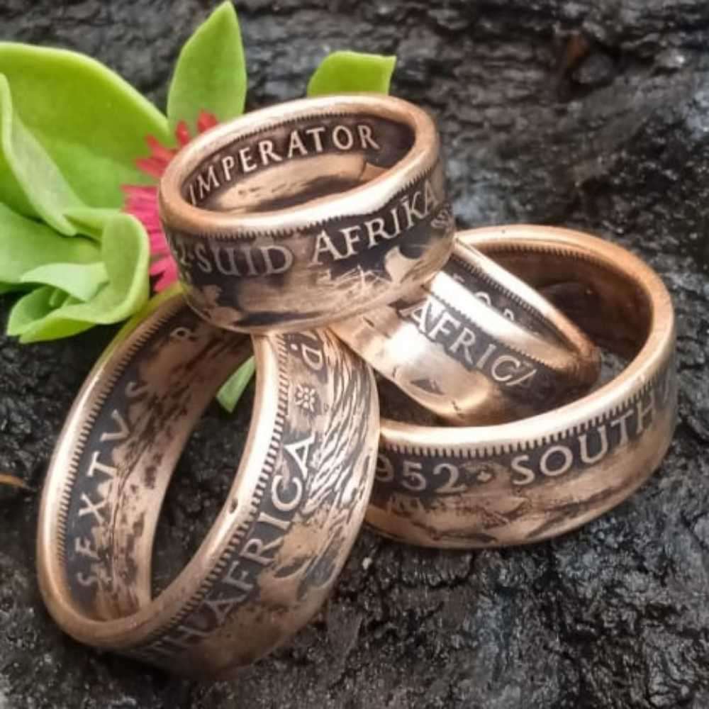 *** Coin Ring *** Suid-Afrika / South Africa - Made From SA 1 Penny or 1/2 Penny Coin