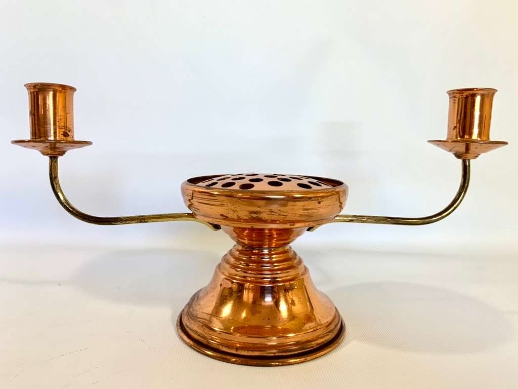Vintage Copper Candle Holder with Incense Burner