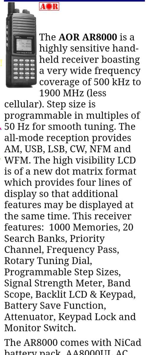 AOR AR8000 wide range radio receiver