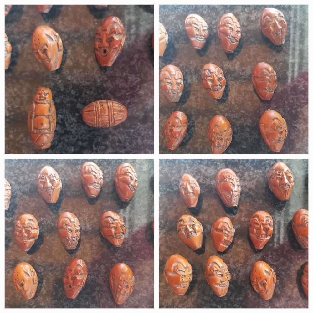 Vintage Chinese carved face beads,pits,Hedaio Prayer beads Buddhist Lohan Faces