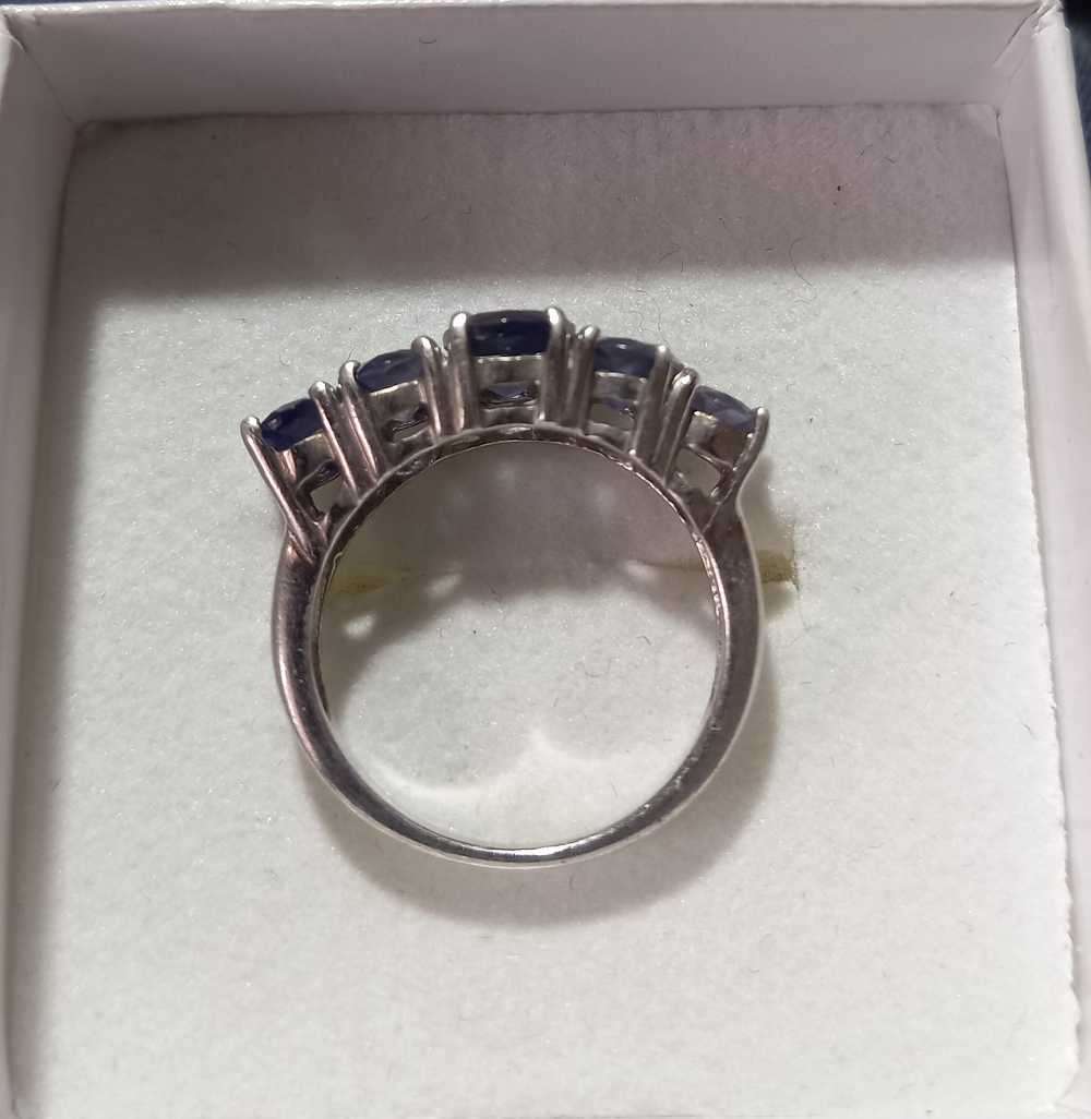 Stunning Chunky Sterling Silver Ring with Purple-Blue Stones