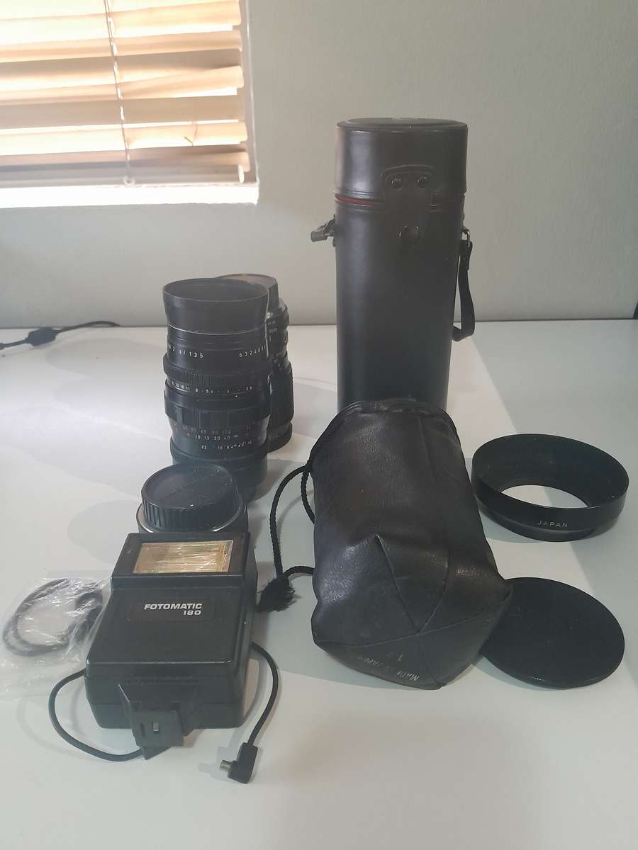 Vintage camera lenses and accessories