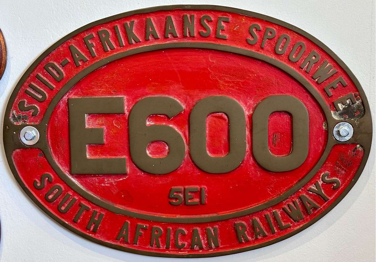 Original BRASS South African Railways Train Number Plate E600