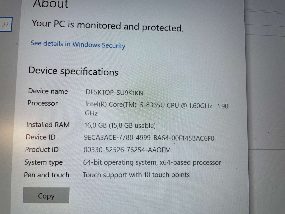 Lenovo T490 core i5 8th generation