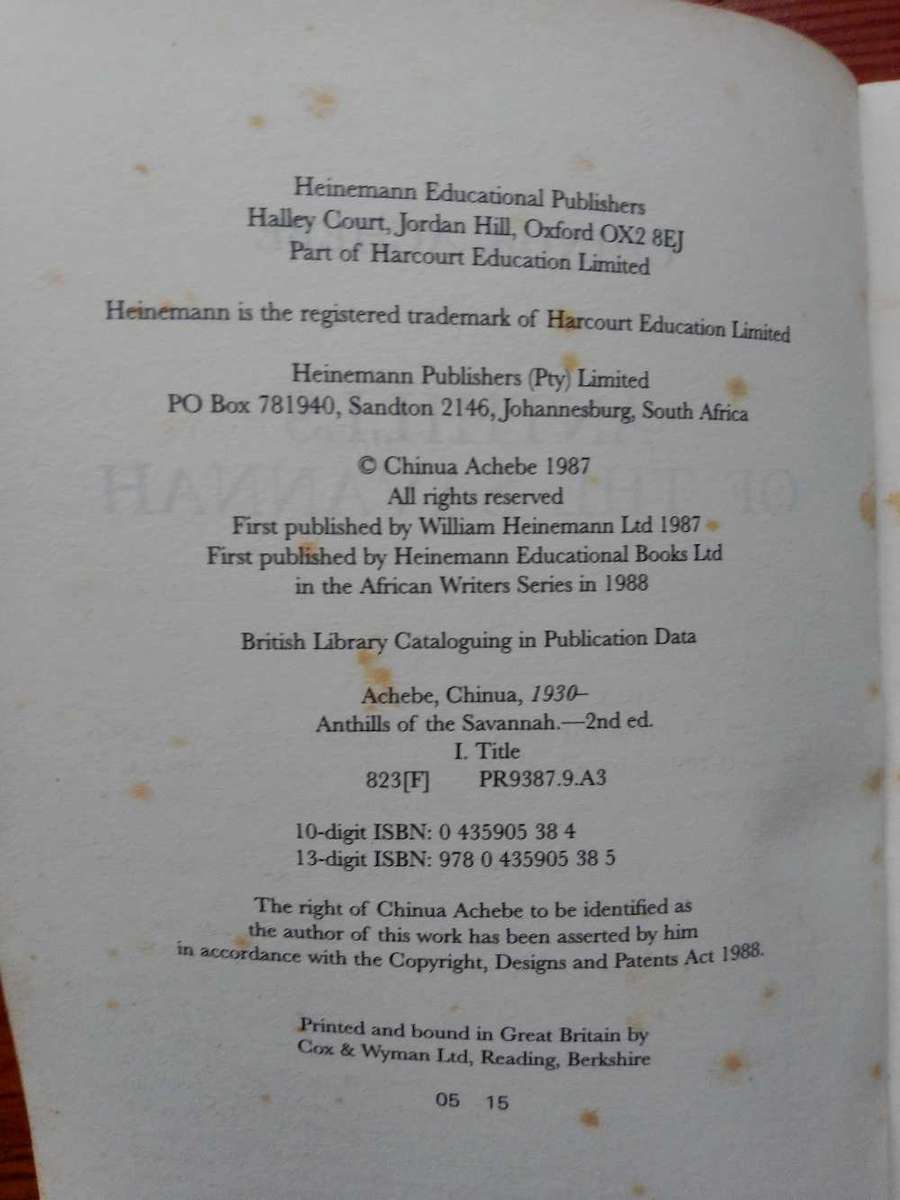 Anthills of the Savannah by Chinua Achebe