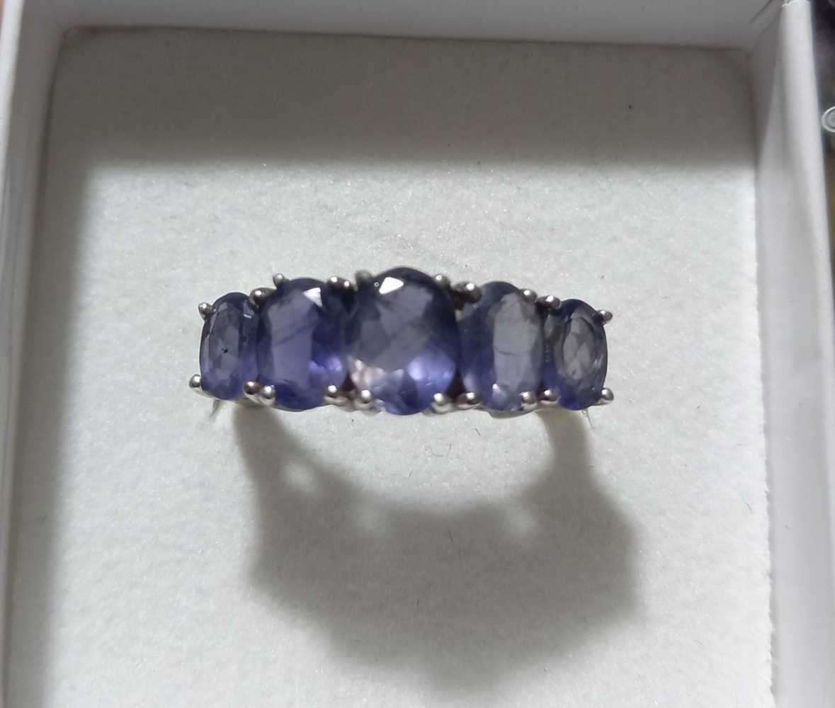 Stunning Chunky Sterling Silver Ring with Purple-Blue Stones